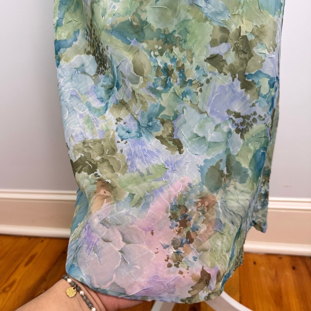 Vintage Floral Watercolor Skirt Set Womens 6P Short Sleeve Layered Garden Party - Picture 11 of 15